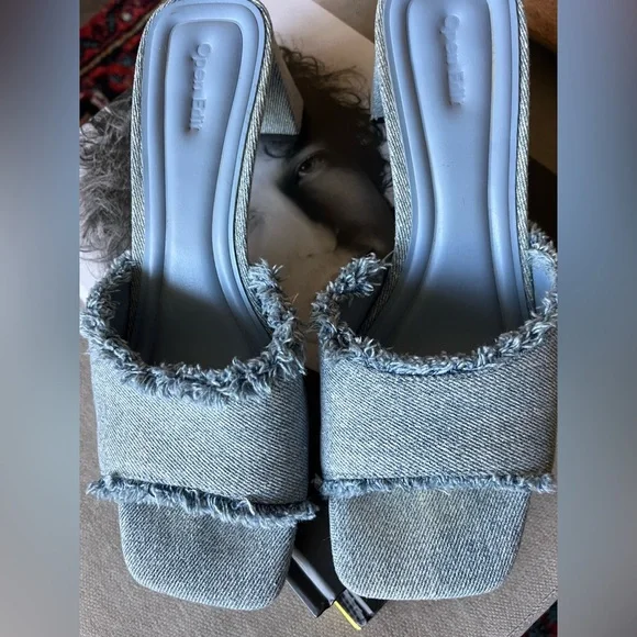 Denim Blue Frayed Slide Sandal - Women - Picture 4 of 6